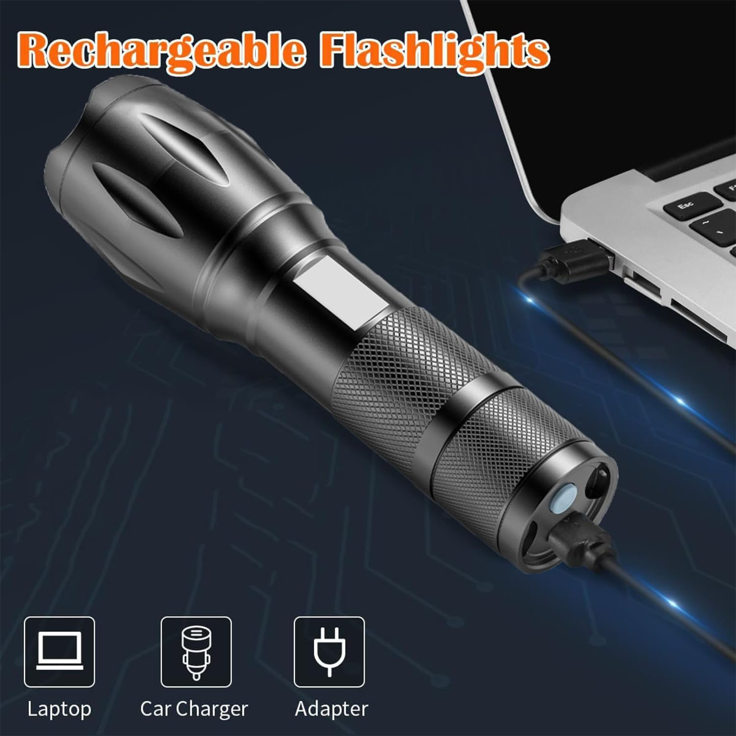 HYVCZP 5 Pack Red Flashlight Rechargeable, Green Light Flashlight, Blue Light Flashlight，Long Range Powerful, 4 in 1 Multi-Color, White, Red, Blue and Green Lights, 4 Color Modes for Camping,Outdoor