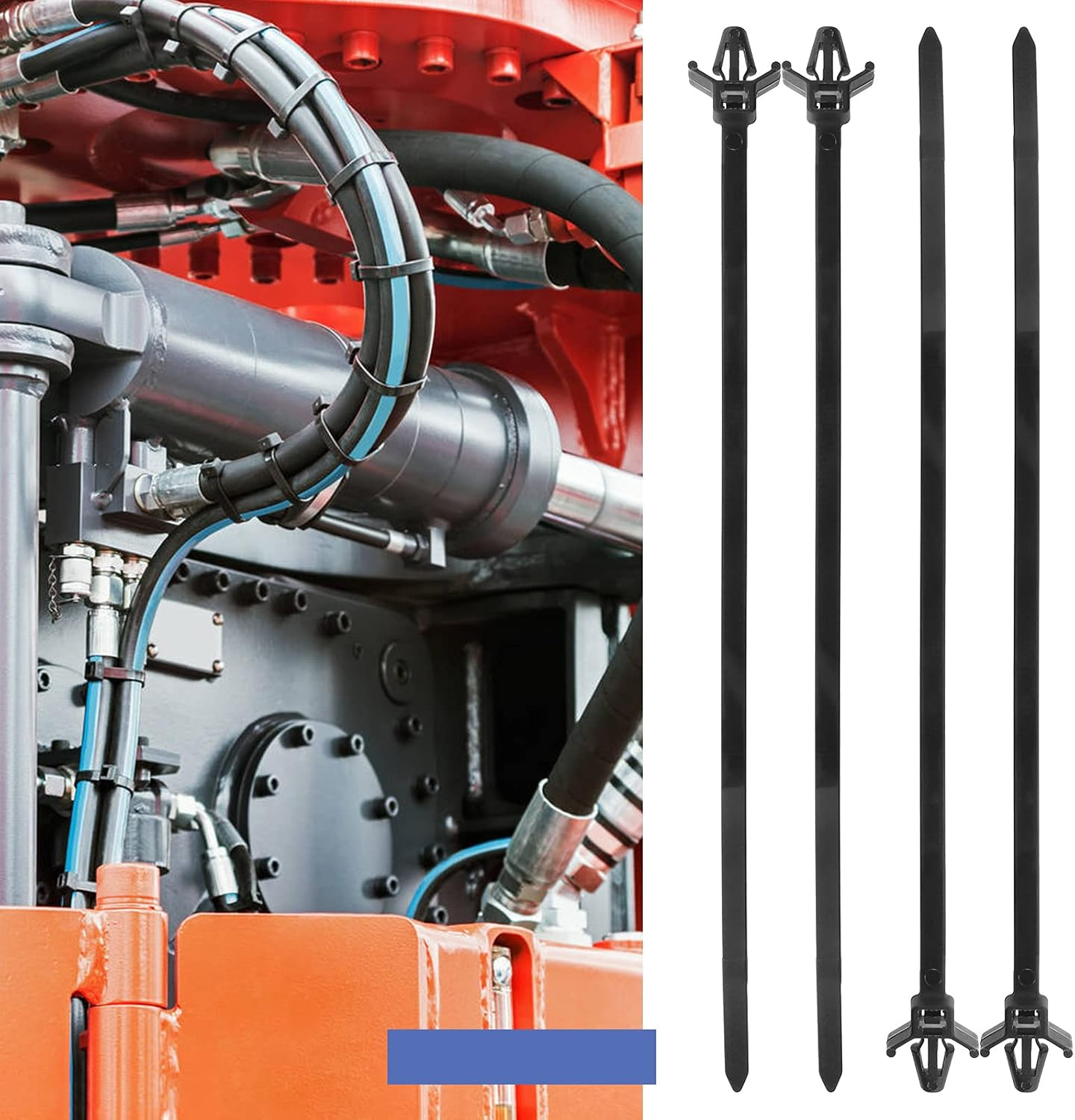 Emsea 100Pcs Push Mount Cable Ties Nylon Black 200X4.8Mm Fit Hole Diameter 4Mm-6Mm image number 6