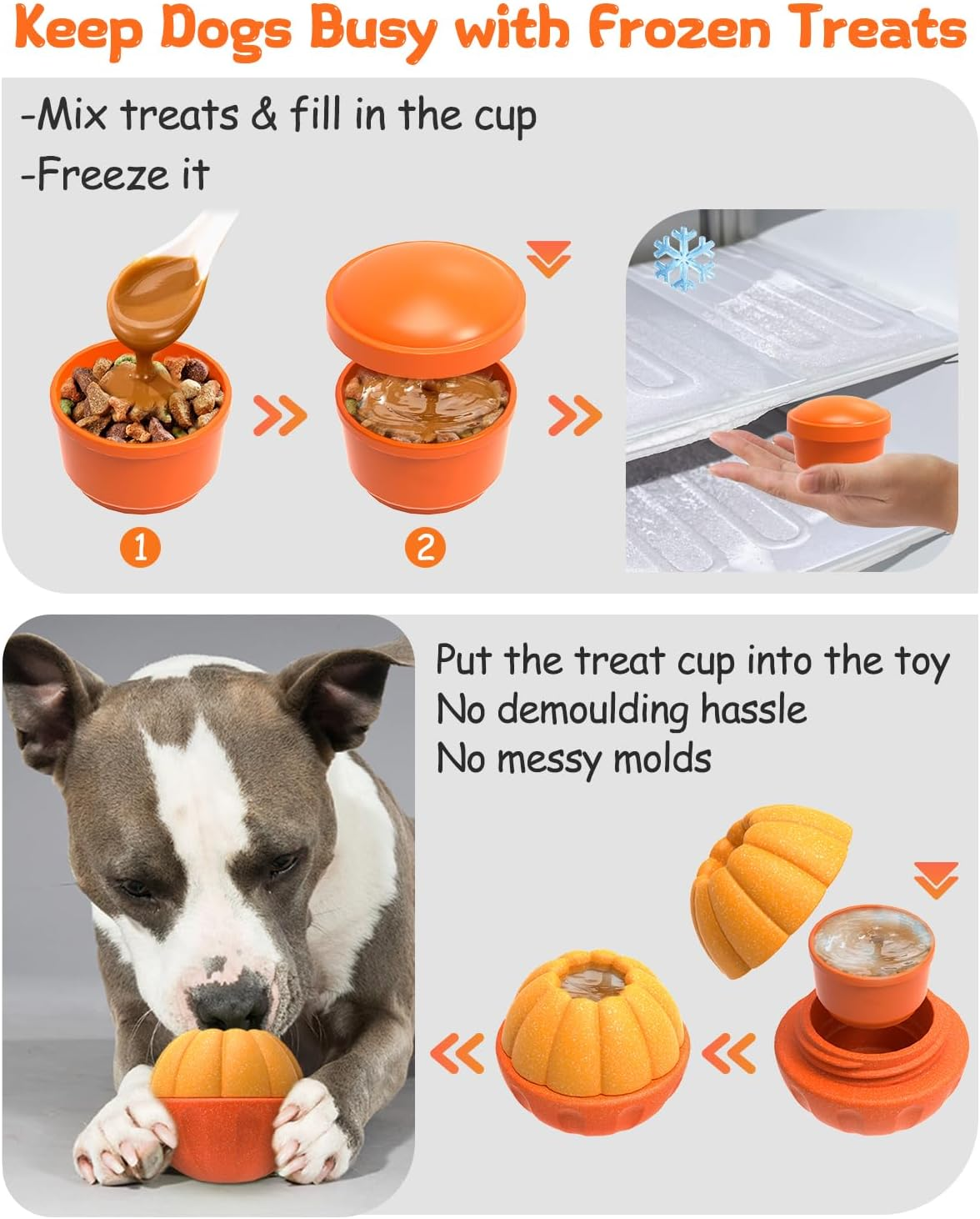 Krauzpet Treat Dispensing Dog Toys for Aggressive Chewers, Interactive Frozen Enrichment Puzzle Ball to Keep Dogs Busy, Indestructible Nylon Chew Toy for Medium Large Breed image number 2