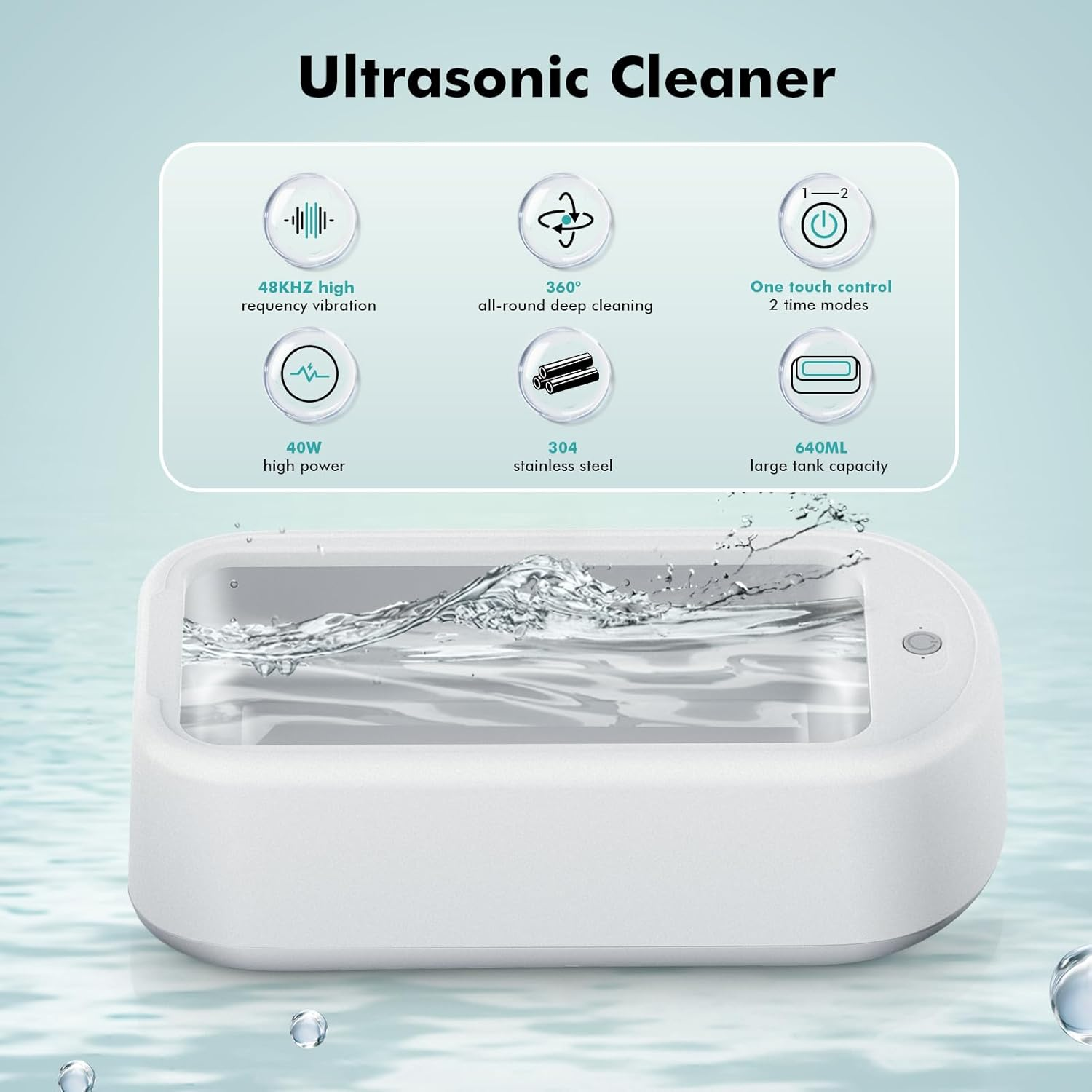 Ultrasonic Cleaning Device 48 Khz Ultrasonic Cleaning Device Glasses 640 Ml Ultrasonic Cleaner 40 W Jewellery Cleaner Ultrasonic Glasses Cleaner Ultrasonic Device for Jewellery Dentures image number 1