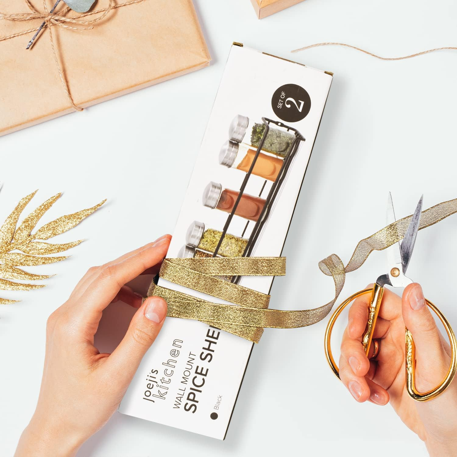 Joeji'S Kitchen Black 2-Tier Spice Shelf Herb Rack - Seasoning Organiser for Kitchen - Wall Hanging Spice Rack Organiser - Spice Rack for Spices, Condiments, Cooking Tools - Black image number 4