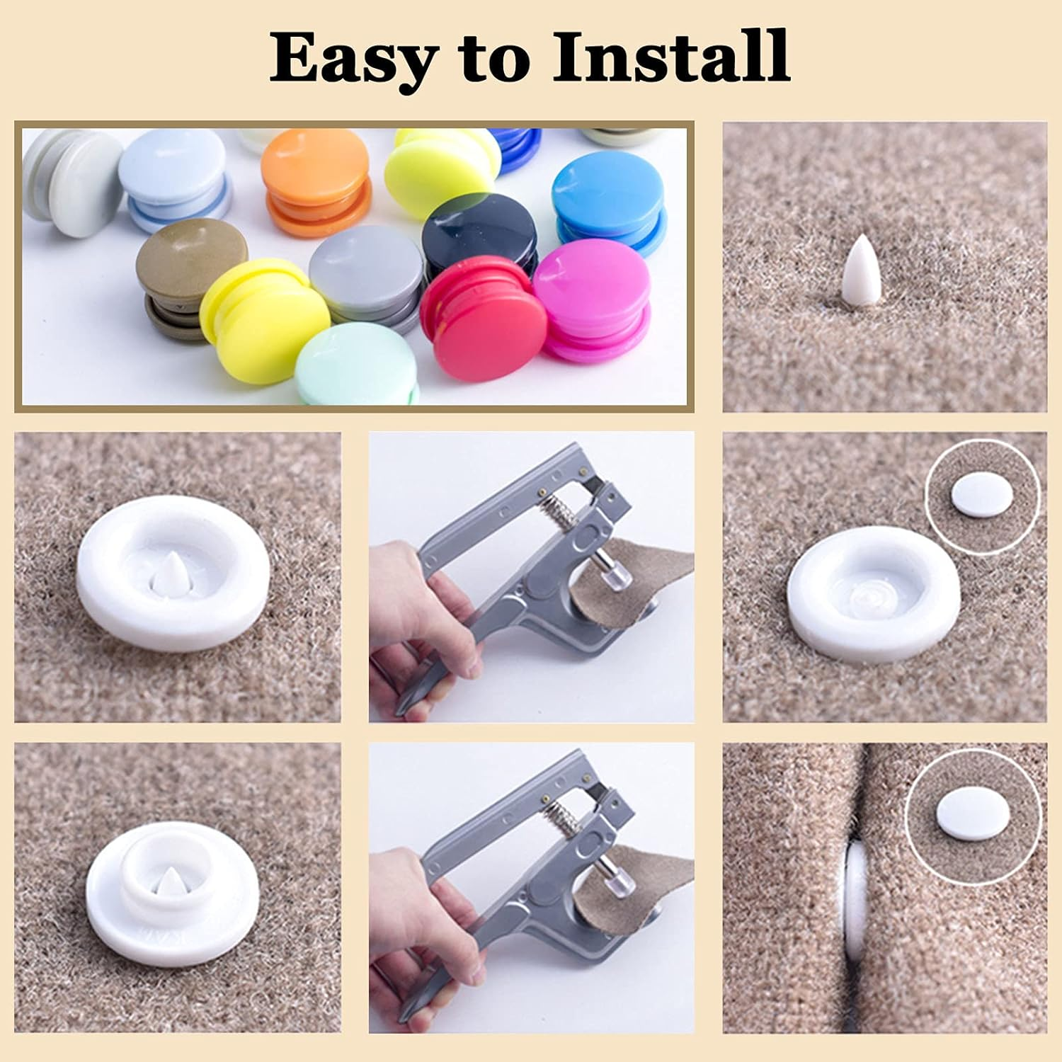 Mardatt 405 Pcs Snaps Plastic Buttons with Snaps Pliers Set 24 Color Plastic No-Sew Buttons Snaps Fasteners Setter Hand Tools with Sewing Clips for Clothes Sewing, DIY Projects in Storage Box