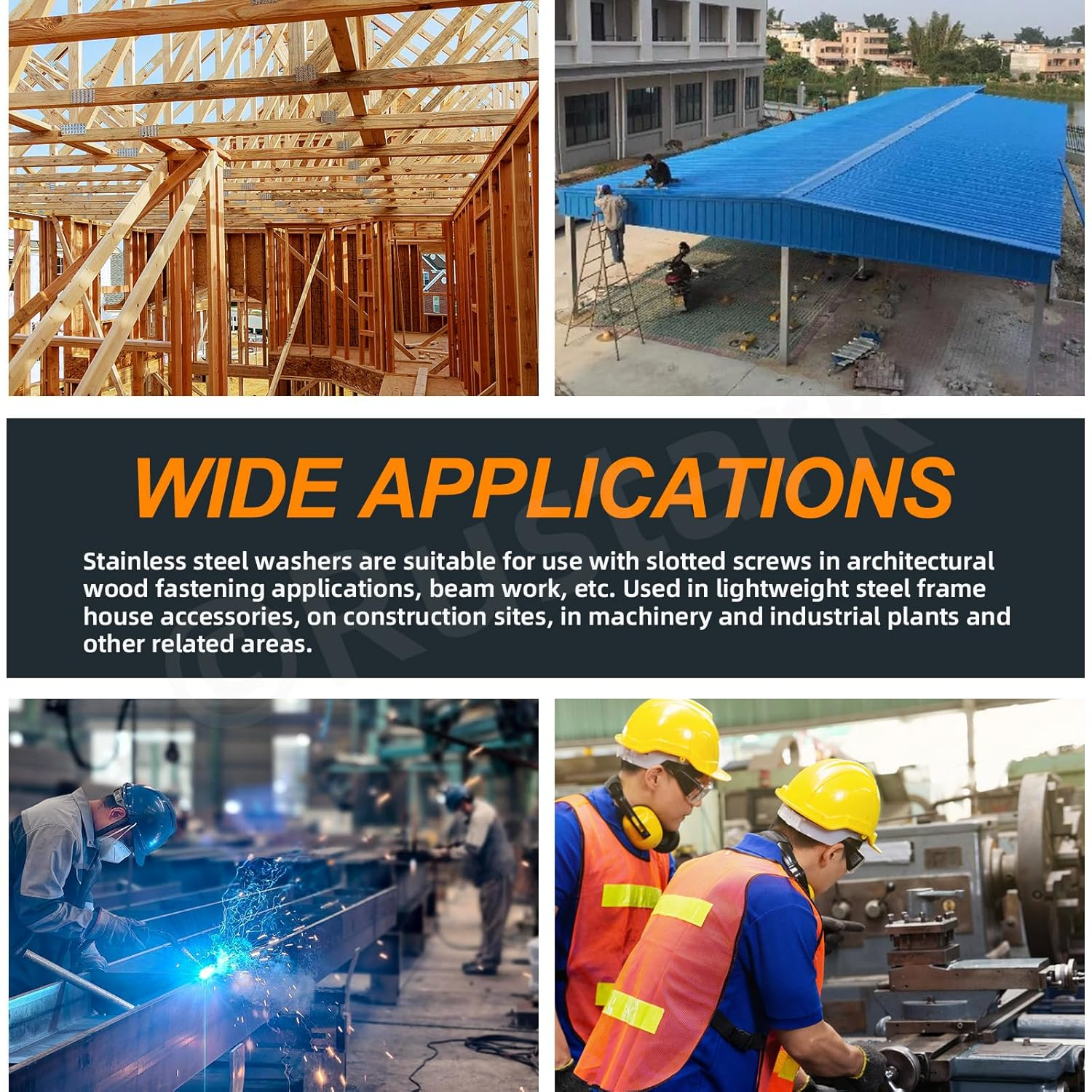 Rustark 100Pcs 15 Sizes M3-M14 304 Stainless Steel Square Plate Washers Assortment Kit Square Bearing Plate Washer Square Washer Flat Washer Fastener for Construction and Industrial Equipment image number 1