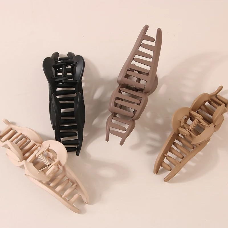 Hair Claw Clips 13CM Large Simple Fashion Wave Shape Frosted Matte Transparent Bright Hairpin Shark Clip Headdress Hair Accessories image number 1