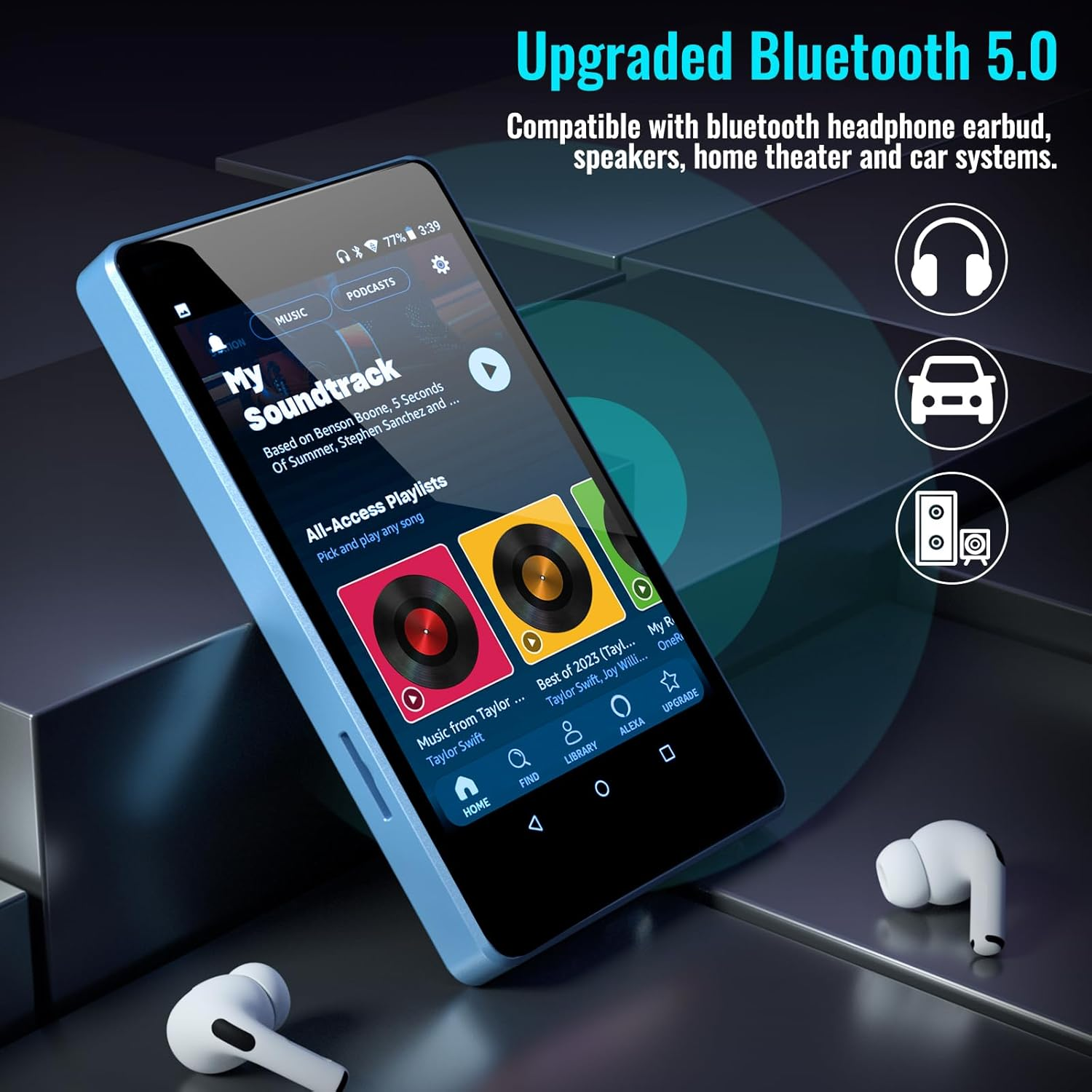 MP3 Player for Kids with Parental Controls, Spotify Kids, Spotify, Audible, Amazon Music, Libby, 4.0&rdquo; IPS MP4 Music Player up to 512GB (Blue) image number 4