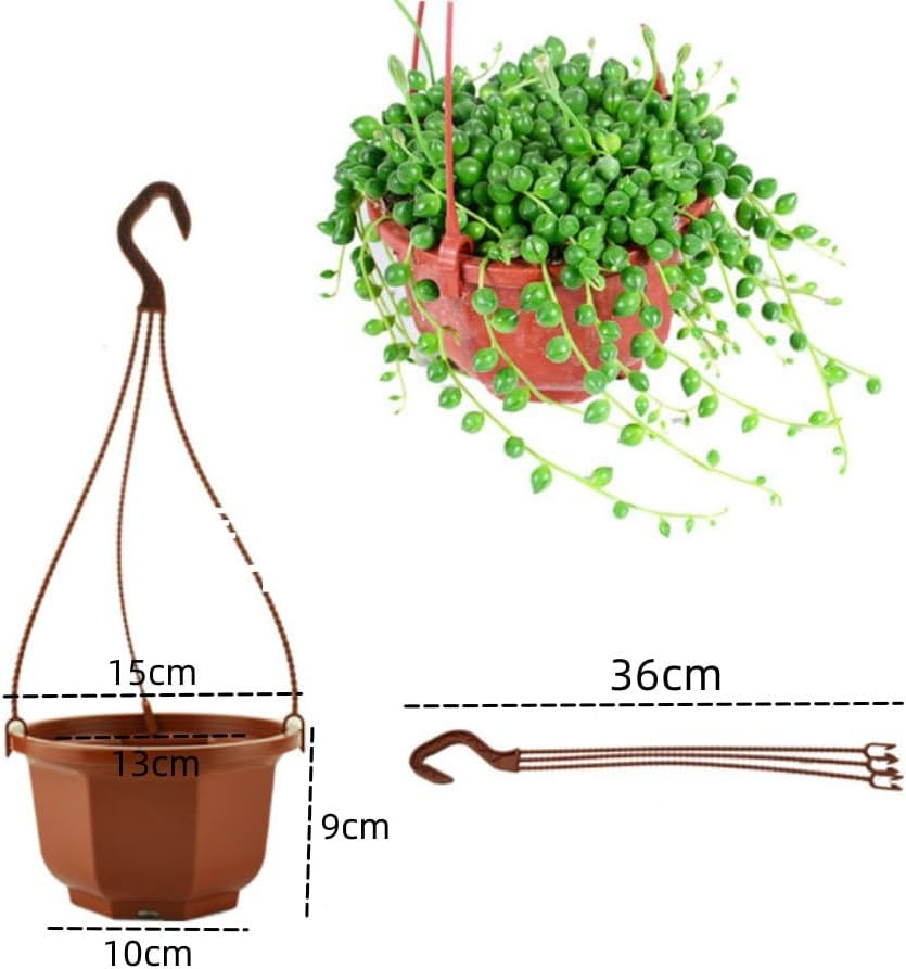 FUNNTY 10PCS Hanging Planters, Hanging Plant Containers with Drainage Holes and Hooks for a Home Garden Balcony Porch (Brown) image number 4