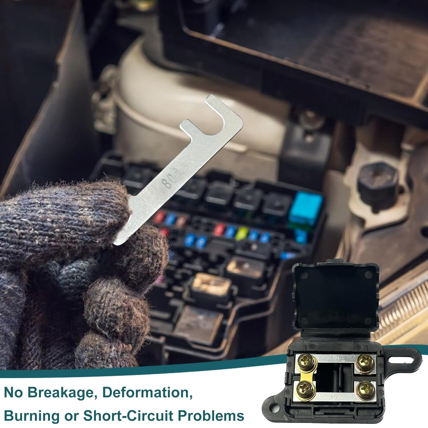 60 Pcs Strip Fuses Blade Fuse, 30A, 40A, 50A, 80A, 100A, 150A Flat Fuse Strip, Car Fuse for Caravan Motorhome, Car Fuse for Caravan Motorhome image number 4