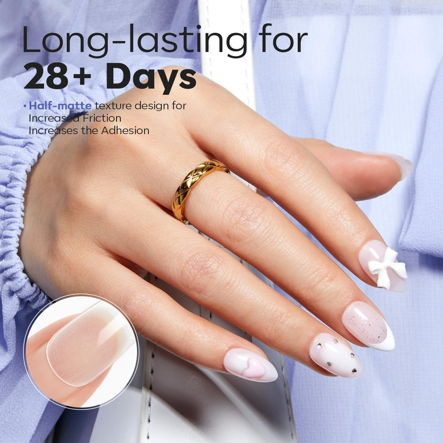 Modelones Short Almond Fake Nail Tips - 510Pcs Gel Tips Pre-Shaped Half Matte Full Cover Clear Acrylic Gel Kit False Press on Nails for Extension DIY Salon 15Sizes - Extra Short Square image number 3