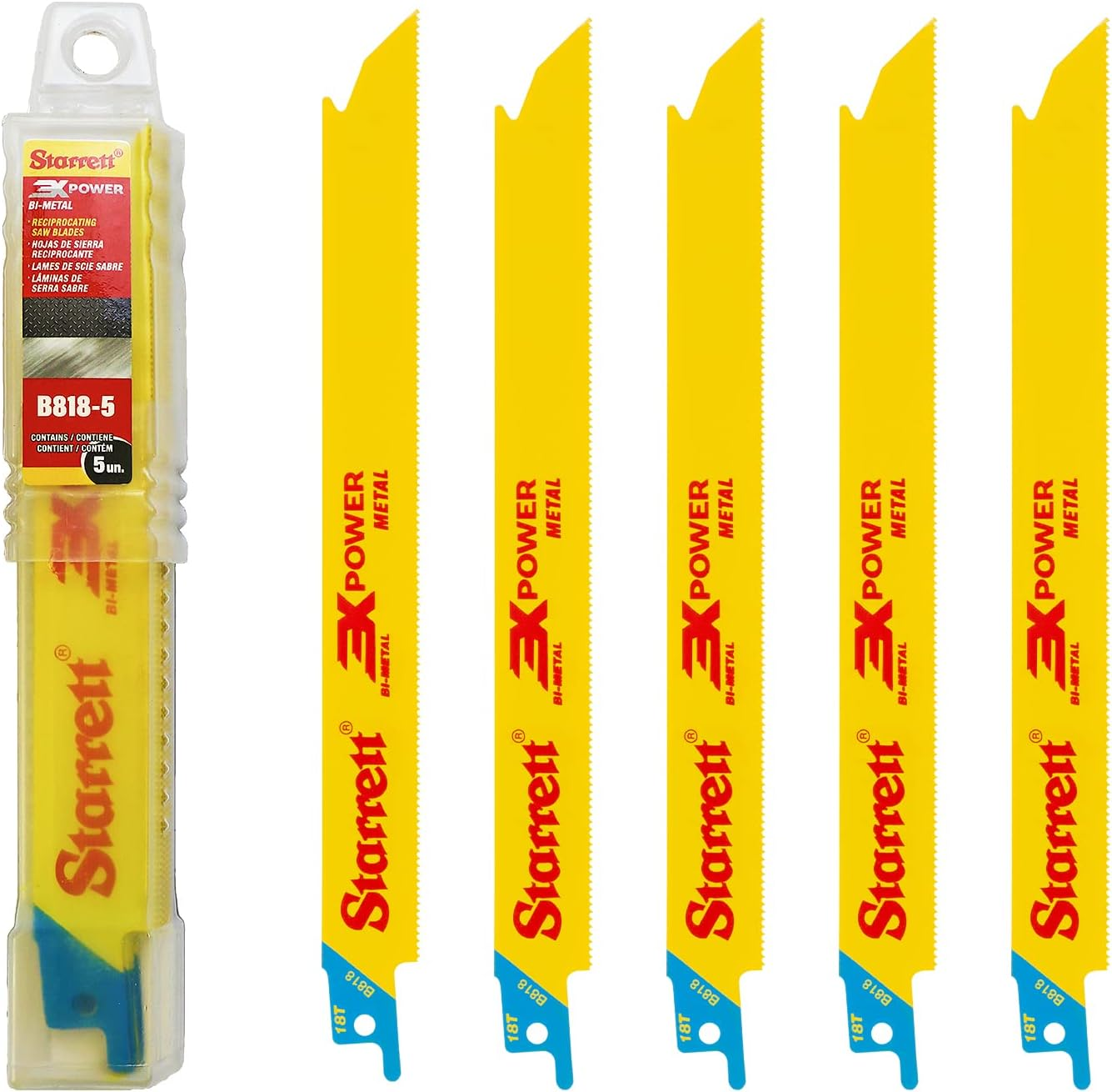 Starrett Bi-Metal Reciprocating Saw Blade 200 Mm/8 Inch 18TPI - Metal Cutting - B818-5 (5 Blade Pk) image number 4