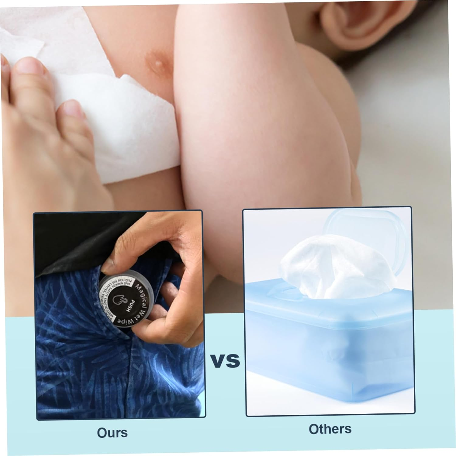 Hand Wipes Travel Size Hand Hand Wipes 50Pcs Personal Cleansing Wipes with Built-In Liquid Magical Wet Wipes for Baby Adults Hand Wipes Pocket Size image number 2