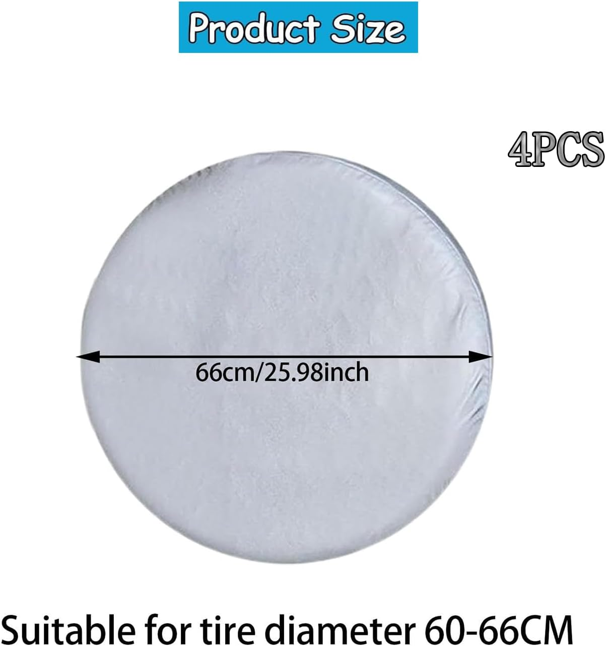 Yharnamite 4 Pcs Durable 420D Oxford Cloth Wheel Covers, Tire Covers for Winter, Spare Tire, and Snow Protection - Perfect for Long-Term Storage or Everyday Use (60-66CM) image number 3