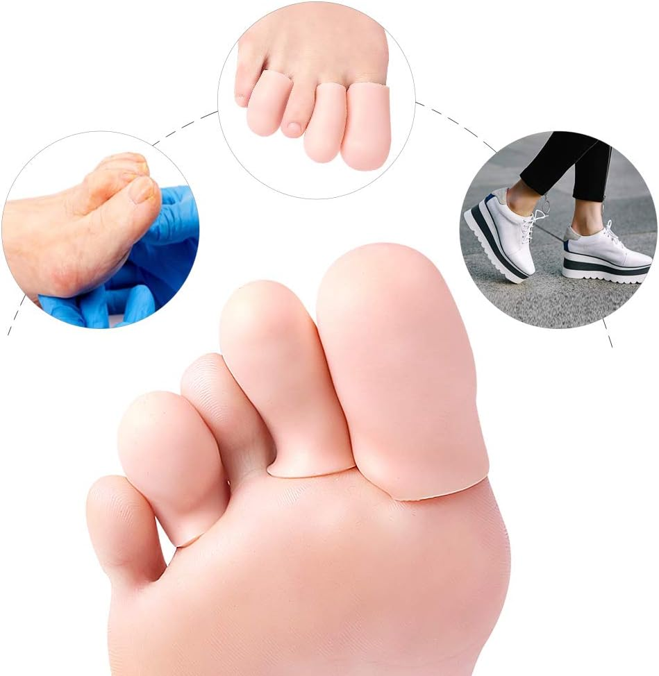 Toe Cushion Tubes Sleeves Soft Gel Corn Pads Protectors for Friction Pain Relief Foot Care Tool Finger Protect (Large X 4Pcs+Small X 4Pcs, Beige) - Beige image number 2