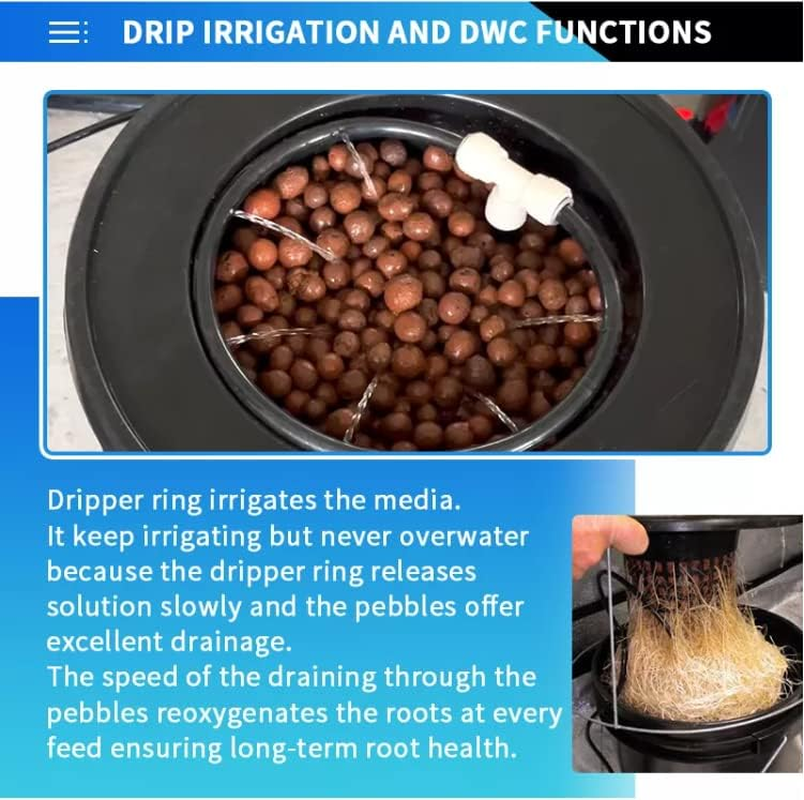 GROZY Hydroponic DWC & Drip Recirculating Growing System 4 Plant Buckets Complete Kit image number 5