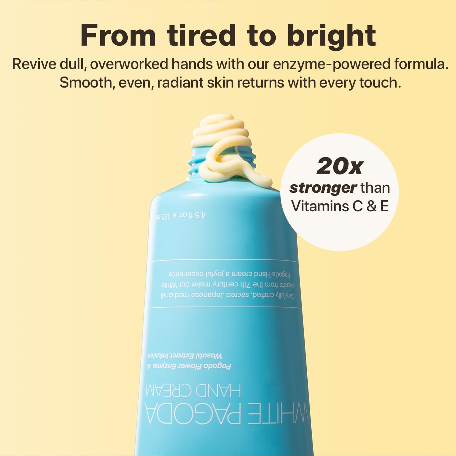 Onsen Japanese anti Aging Hand Cream - Firming Hand Lotion Features Pagoda Flower Enzyme, Wasabi Extract Infusion, Hyaluronic Acid, and Shea Butter, for Clarified and Moisture Rich Skin (135Ml)