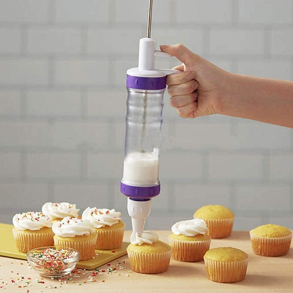 11Pcs Dessert Decorating Syringe Set, Dessert Decorator plus Icing Dispenser Cupcake Filling Injector Set, Cupcake Frosting Filling Injector Dessert Cream Piping Syringe Kits with Nozzles and Scrapers image number 1