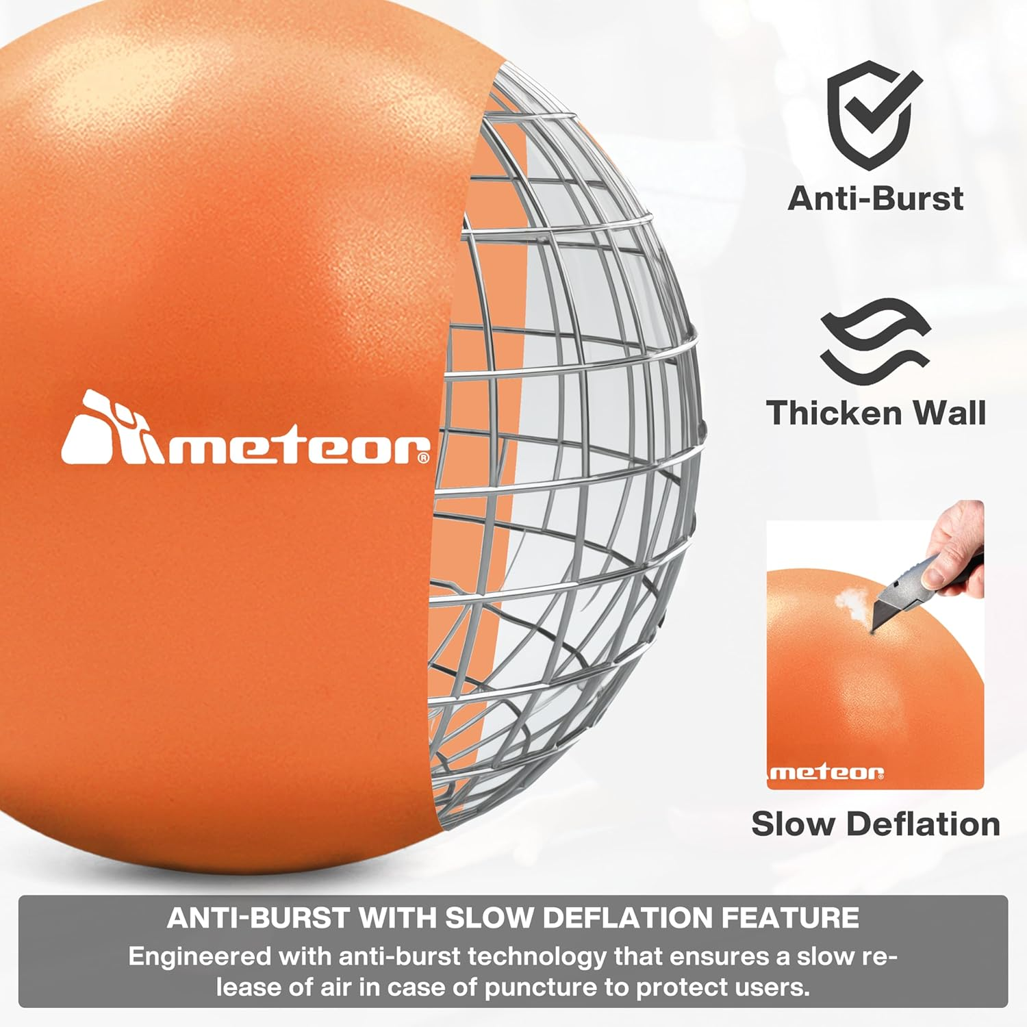 Meteor 2Pcs Mini Pilates Ball (25Cm) - Small Swiss Ball, Exercise Ball, Fitness Ball, Barre Ball - Ideal for Yoga, Pilates, Therapy & Relaxation image number 2