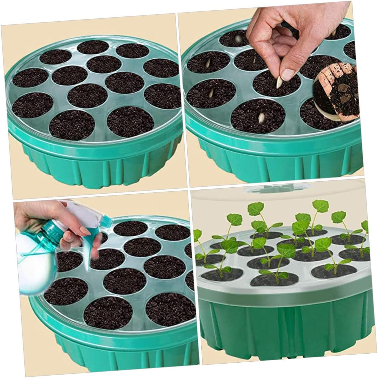 FONDOTIN 2Pcs Plant Starter Trays Seedling Boxes for Seeds Planting Gardening Box image number 6