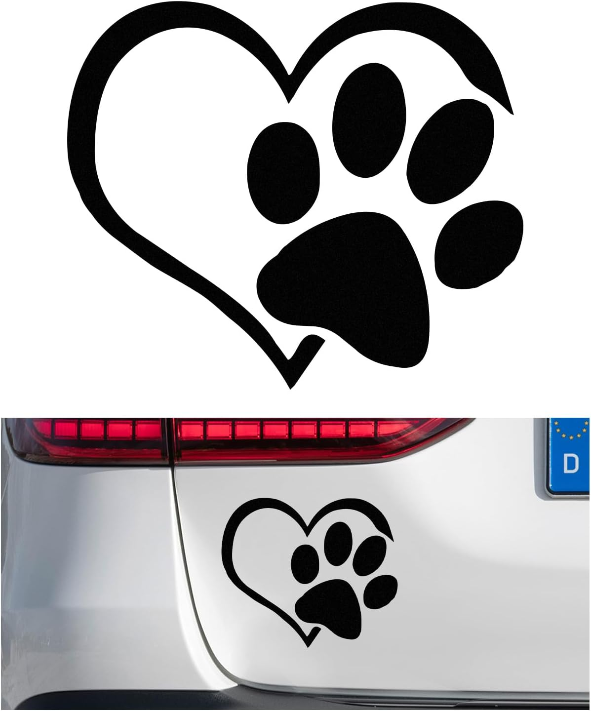 Pet Dog Paw Print Sticker, Love Heart Dog Paw Stamped Automotive Window Decor Decal, Cute Paw Stickers for Vehicles Windows Walls Laptop Luggage, Exterior Car Accessories (Pink)