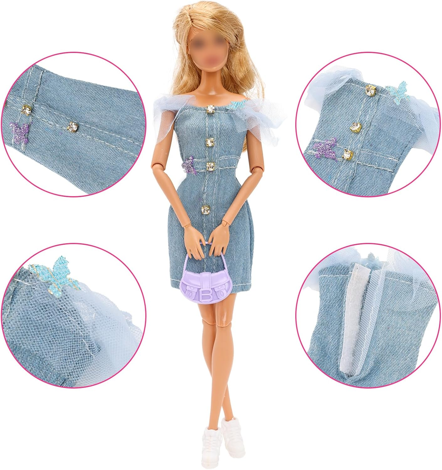 Barwa 15 Pcs Doll Clothes and Accessories for 11.5 Inch Girl Doll Including 5 Set Doll Clothes with 5 Pairs of Shoes and 5 Other Accessories for 11.5 Inch Girl Doll image number 4