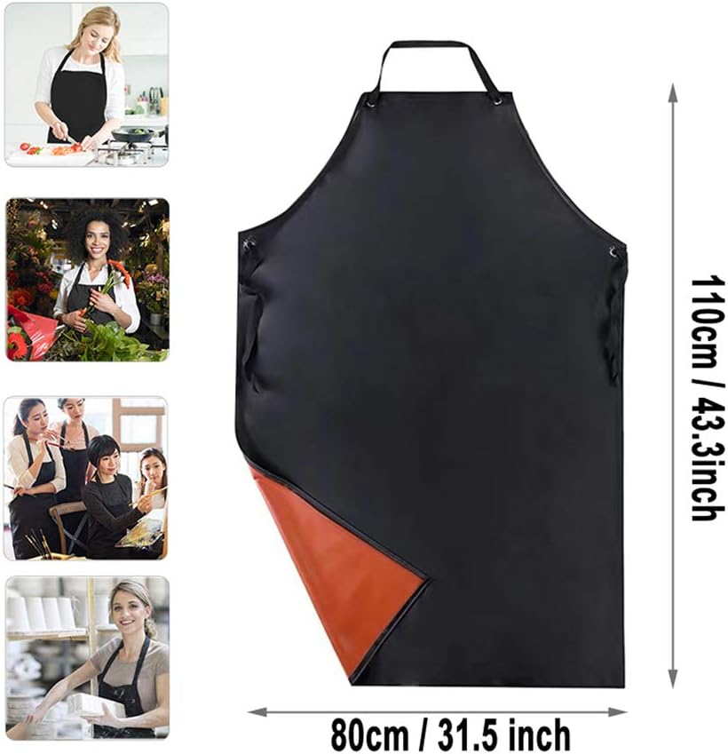 Waterproof Apron Rubber Vinyl, Heavy Duty 43" X 31" Plastic Apron Keeps You Clean and Dry When Dishwashing, Lab Work, Butcher
