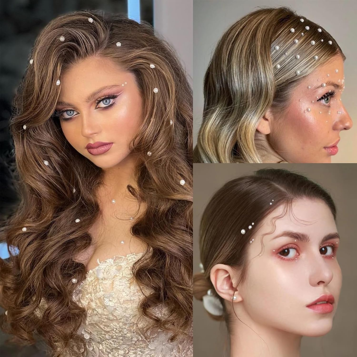 Face Gems Rhinestones Pearl Gem Stickers Self Adhesive Face Jewels Glitter Kit Hotfix Nail Hair Jewellery Rhinestone Stickers Body Glitter Bedazzling Art for Women DIY Festival Makeup Eye Body Nail image number 1