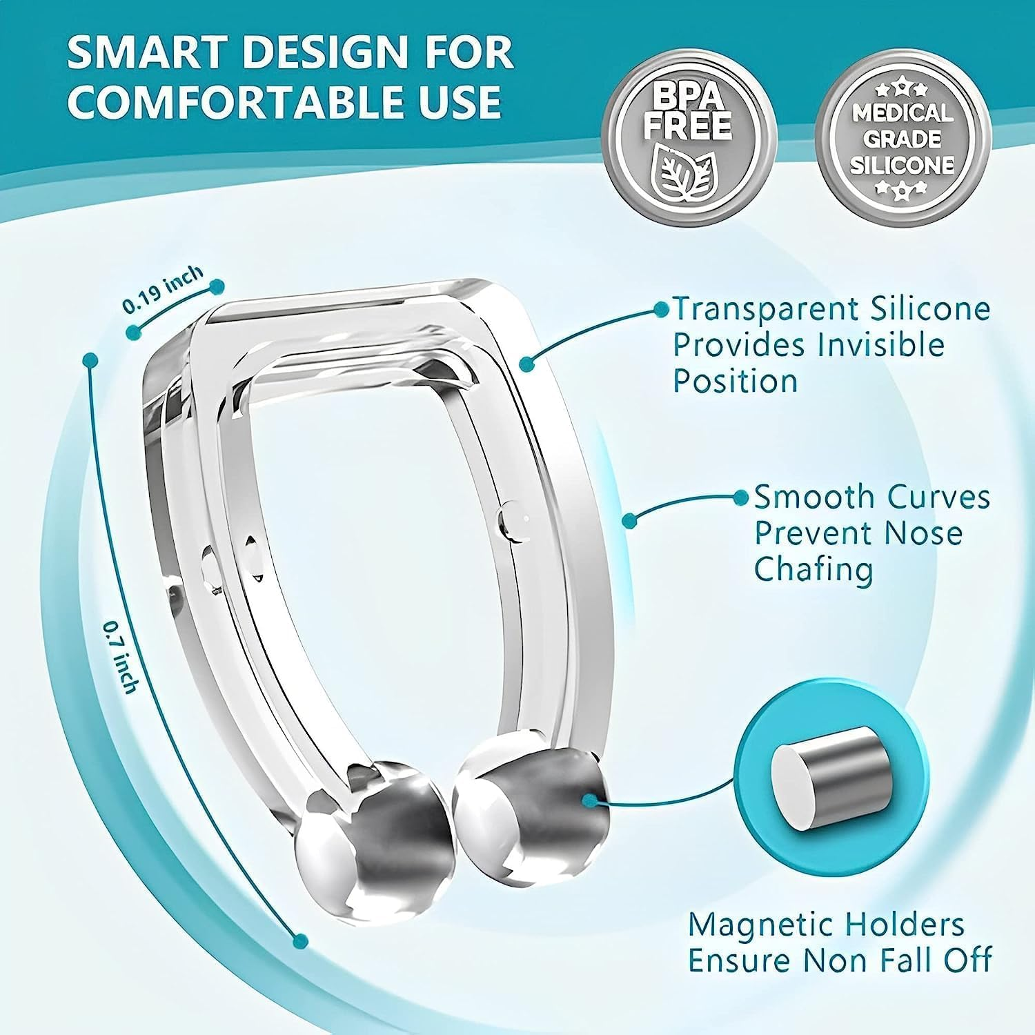 Anti Snore Devices,Magnetic anti Snore Clip,Reusable Silicone anti Snoring Nose Clip, Nasal Snore Clip,Professional Effective Snoring Solution,Stop Snoring Nose Device,Relieve Snore 3PCS (White) image number 3