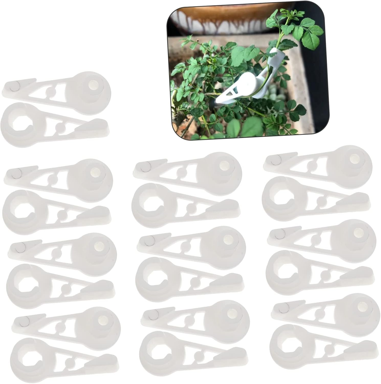 20Pcs Plant Bender Trainer Adjust Garden Plant Clips for Fruit Trees Flower Bending Clamps - White image number 5