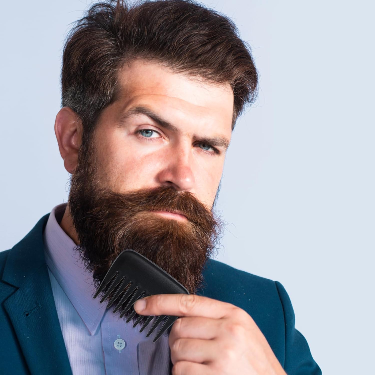 Hair Detangling Comb, 2 Pieces Mini Palm Combs Small anti Static Wide Tooth Combs Professional Streaker Brush Pocket Travel Hairstyling Comb for Men Women Thick Curly Wavy Wig Hair, Black