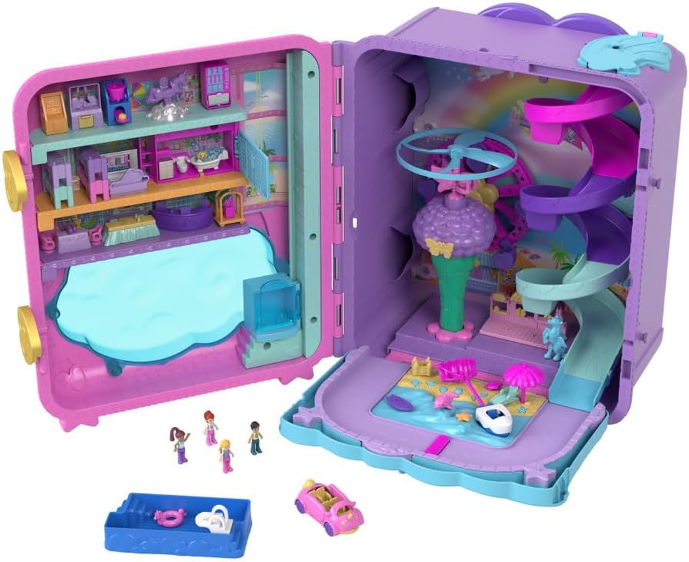 Polly Pocket Dolls, Playset and Travel Toys, 4 Dolls, 1 Vehicle, 25+ Accessories, Resort Roll Away image number 3