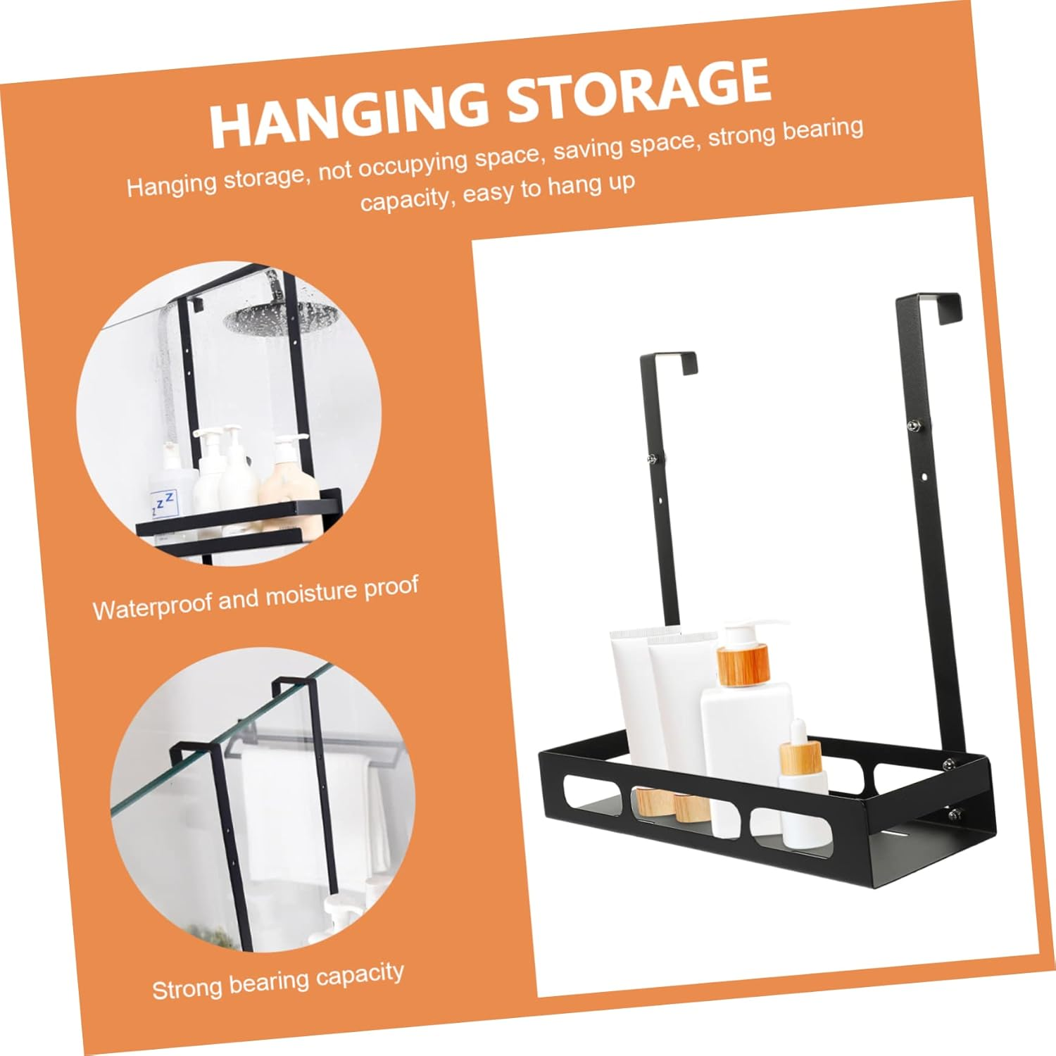 Beatifufu Sturdy Iron Shower Storage Rack over Door Basket for Home Supplies Easy Hanging Storage image number 1