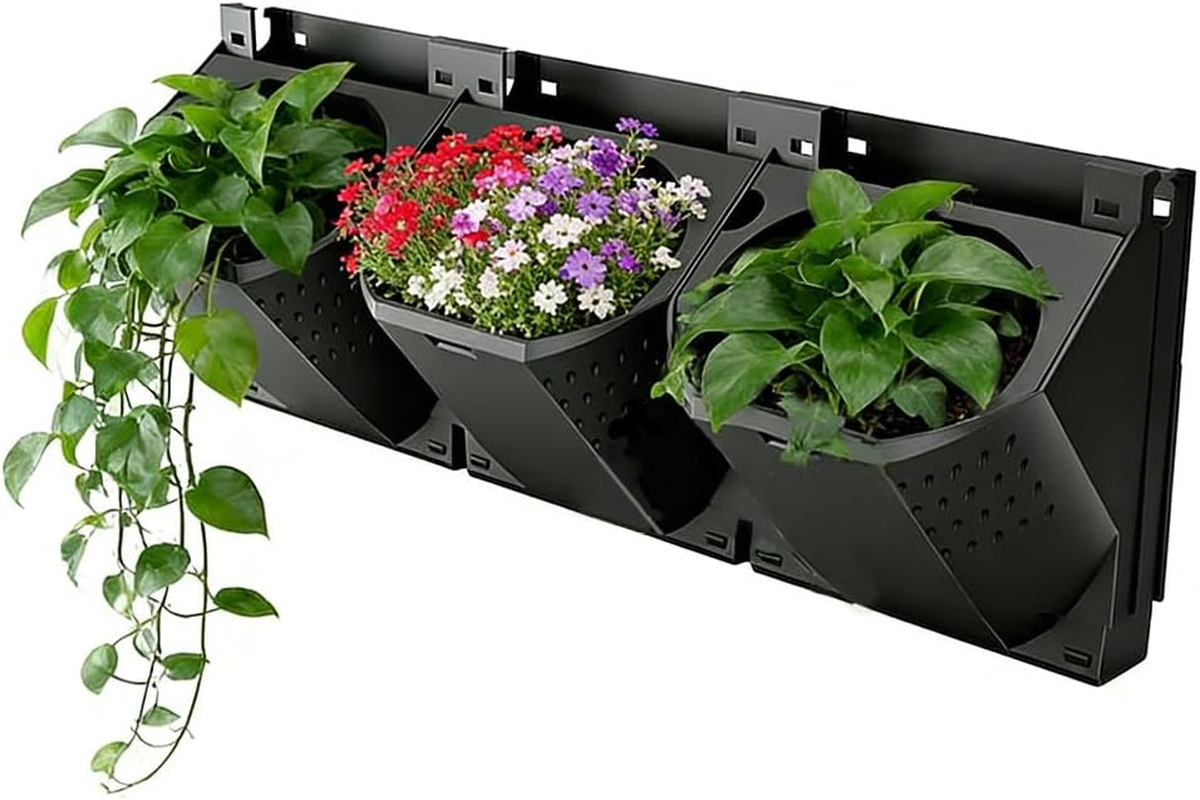 Self-Watering Wall Planters with 3 Pots &ndash; Garden Hanging Planters for Indoor & Outdoor Plants, Wall Mounted Flower Pots for Herbs, Succulents, Vegetables, Home Patio Balcony Decor image number 1