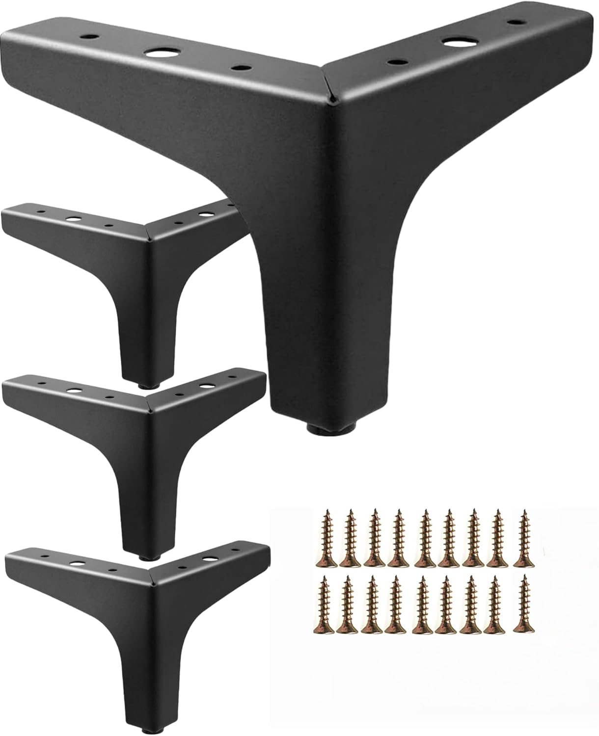 4Inch/10Cm Metal Cabinet Legs,Modern Style Furniture Replacement Legs for Sofa, Dresser & Cupboard with Screws,Rustproof,Easy Install,Black 4Pack