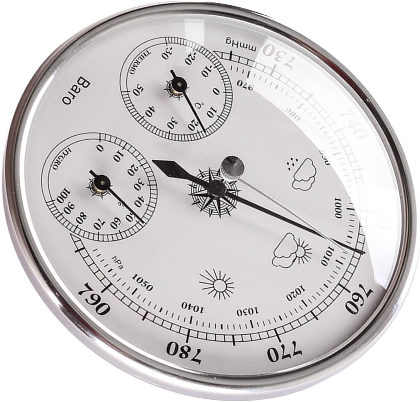 Jiawu 3 in 1 All-Season Wall Hanging Thermometer Barometer Hygrometer, 130Mm/5.12In Accurate Weather Station Analog, Indoor and Outdoor Use, Celsius Edition, Silver White image number 6