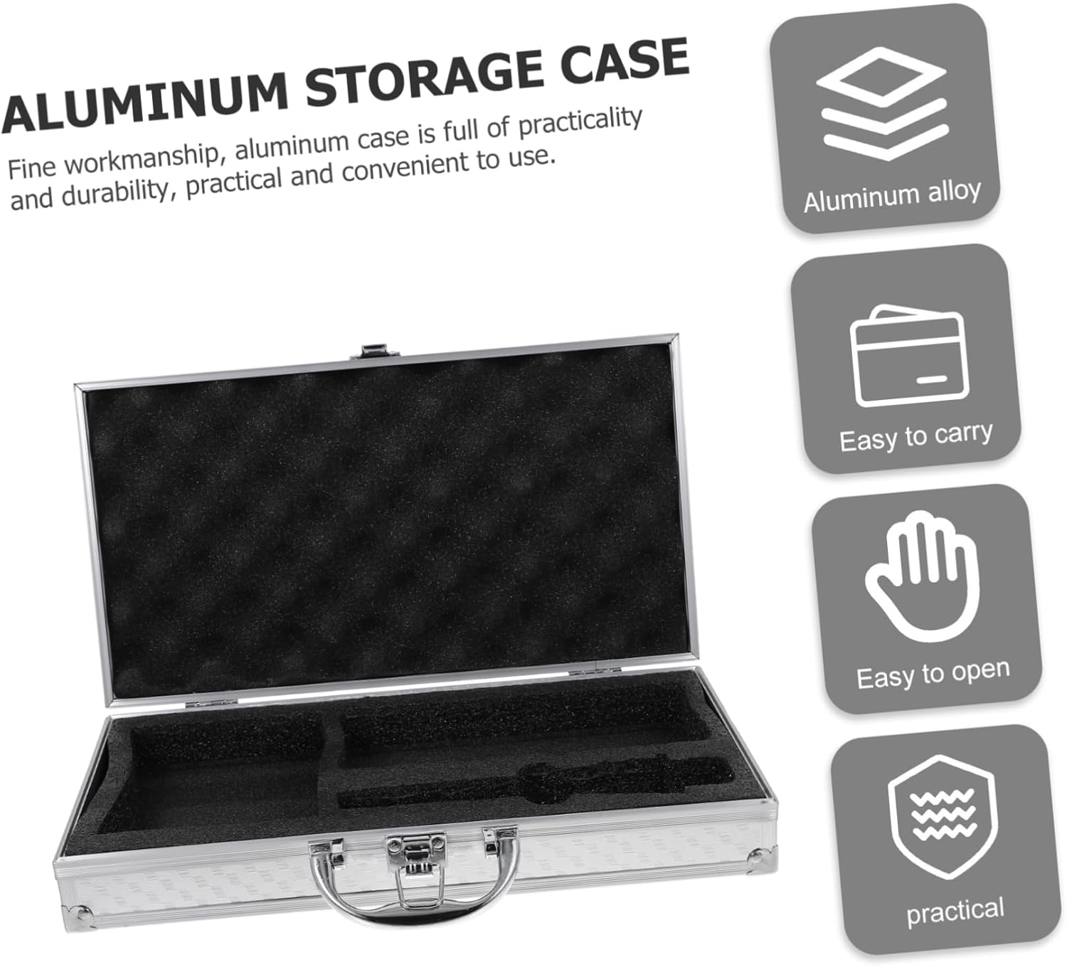 Generic Portable Aluminum Alloy Tool Box Shockproof Carrying Case Handle Small Size for Instruments and Dj Gear Storage Sturdy Metal Briefcase for Travel and Organization