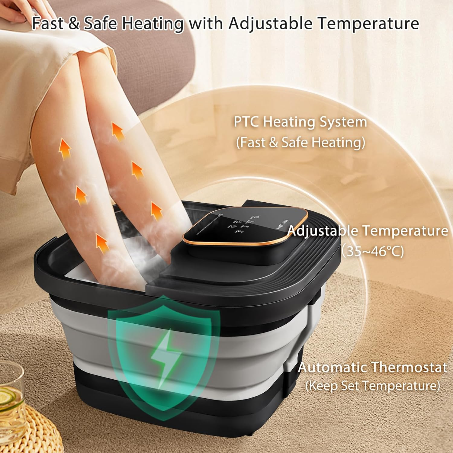 Foot Spa Bath Massager,Collapsible Foot Spa with Heat and Massage and Jets, Bubble, Temperature Control, Remote Control,Foot Spa Massager with Pedicure Kit, Pedicure Foot Bath image number 3