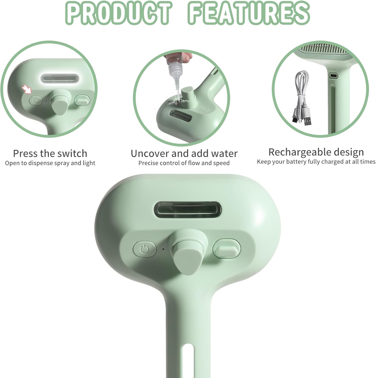 Pet Spray Hair Comb, Cat Hair Brush with Water, Pet Hair Removal Comb with Water Tank, Wet Cat Comb, 2 in 1 Cleaning Brush Cat,Cat Brush with Release Button,Pet Hair Cleaner Brush for Cat (Sky Blue) - Sky Blue image number 6