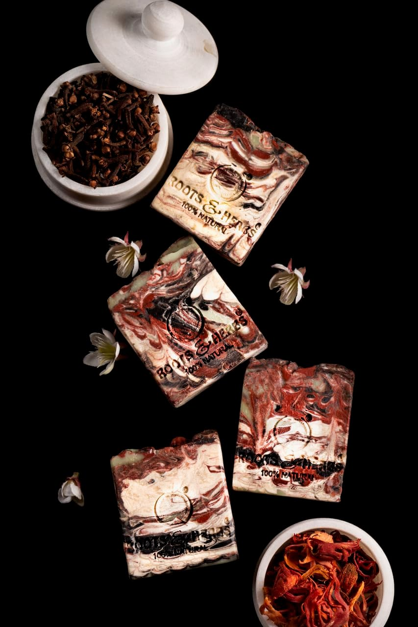 ROOTS and HERBS Ayurvedic Bar Soap Natural Treatment 100% Vegan No Paraben No Sls No Sulphate Luscious Murumuru Butter, Cinnamon and Blood Orange (Cold Process Gourmet Cleansing Body) Soap image number 1