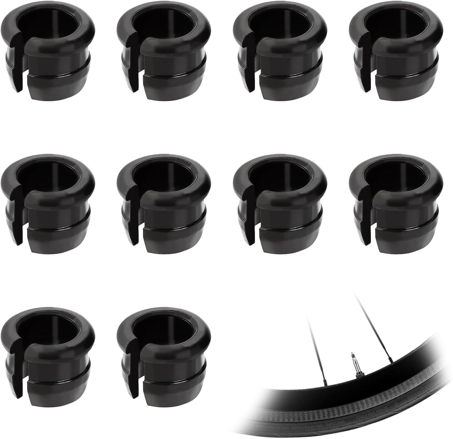 10 Pack Schrader to Presta Rim Adapters, Presta Valve to Schrader Rim Hole, Wheels Manufacturing Presta Valve Saver, Bike Valve Stem Grommets, Convert Shrader to Presta Valve Stem Grommet image number 2