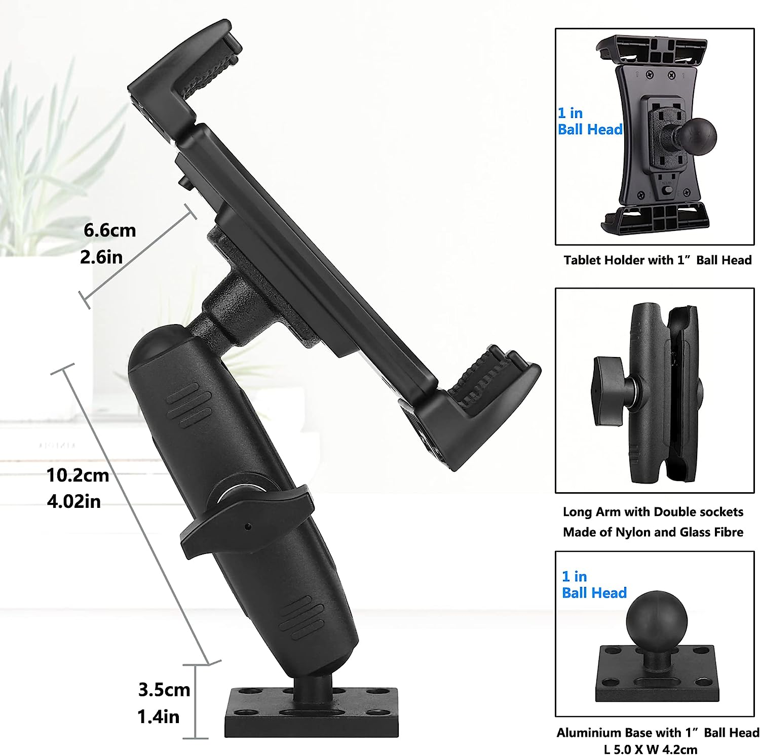 Peastrex Tablet Wall Mount Ipad Wall Holder Stand with Long Arm 360&deg; Rotating Aluminium Base for 4~15Inch Tablet and Cellphone Ipad Pro 12.9, Galaxy Tab S9 Ultra 14.6 S9FE, Surface,Iphone