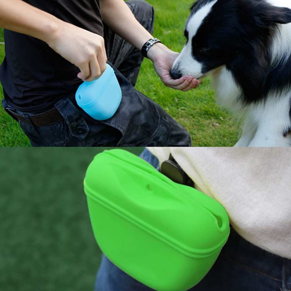 Tophomer Silicone Dog Treat Pouch, Gray/Black/Blue/Red/Green Treat Bag Training Pet Puppy Bag Portable Training Pouch with Clip for Belt for Dog Walks image number 6