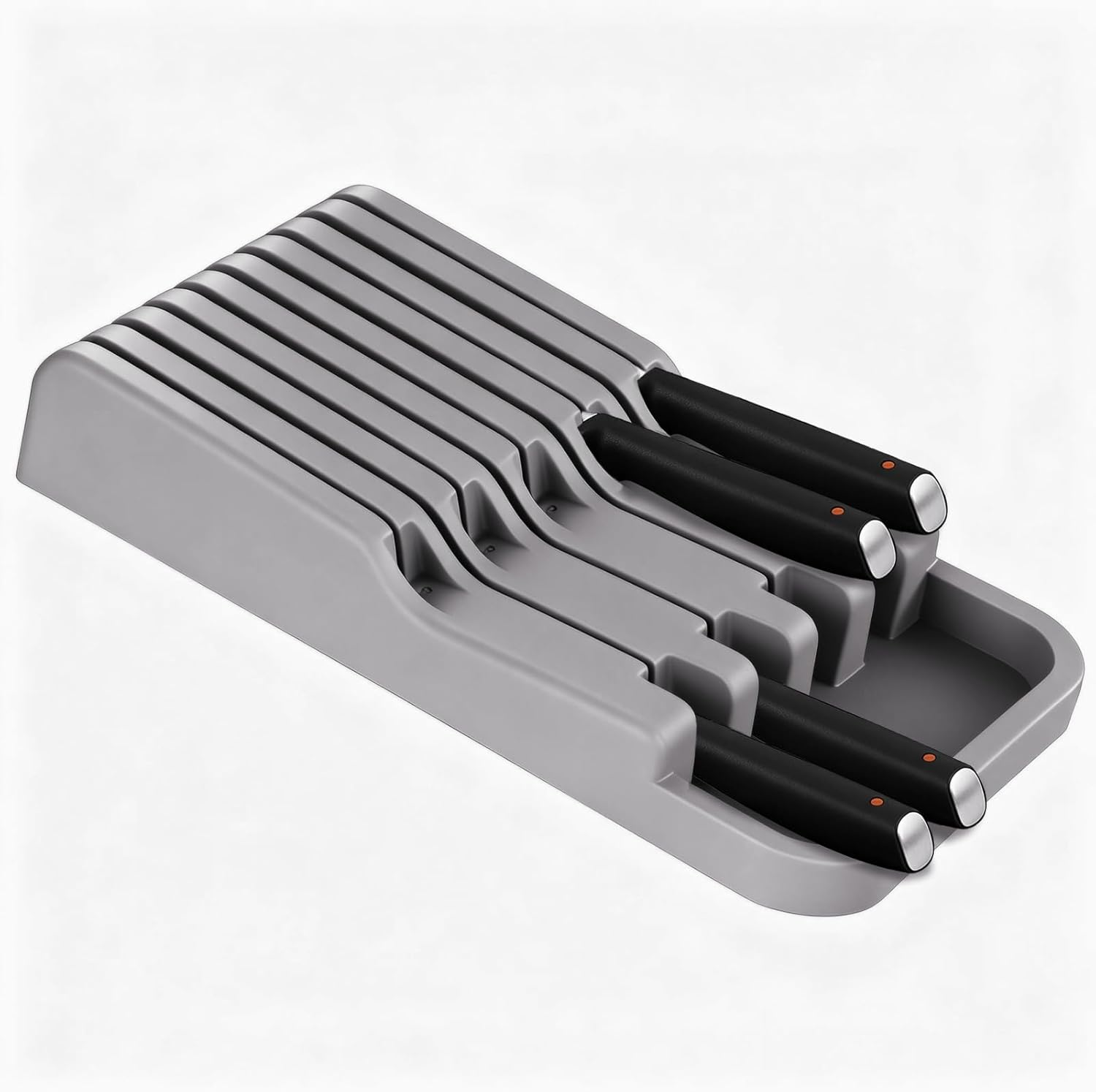 In-Drawer Knife Block, 2 Tier Knife Drawer Organizer for Kitchen, Knife Holder Drawer Insert with 9 Slots, Kitchen Organisation & Drawer Storage for Kitchen Countertops, Drawers image number 3