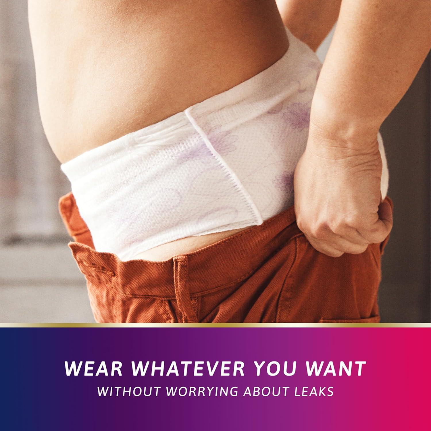 TENA Women Discreet Low Waist Incontinence Underwear, Blanc, Large, Pack of 8