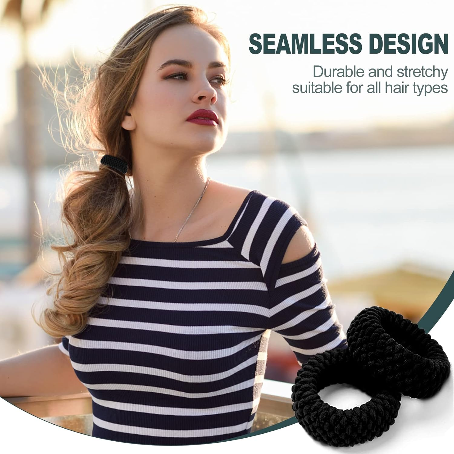 Hanyousheng Pack of 16 Hair Bobbles Thick Hair Scrunchies Black Wide Thick Cotton Hair Scrunchies Elastic Hair Bands Soft for Women Girls Strong Stretch Hair Bands Ponytail for Thick Hair image number 4