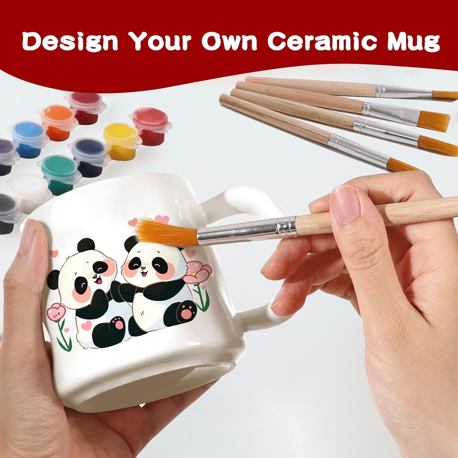 EILYGK Ceramic Painting Set, Cups Painting Set, Paint Your Own Ceramic Cup Kit, 2 Cups, Ceramic Painting Kit, Painting Sets for Adults image number 1