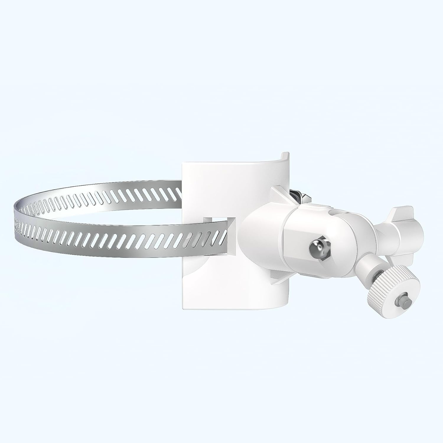Universal Adjustable Stainless Mount Bracket Outdoor Security Camera 360 Degree Hoop Hose Clamp Pipe Poles Mount No-Drill Holes Compatible with Reolink/Nest/Arlo/Eufy/Wyze and Other Camera (White) image number 5