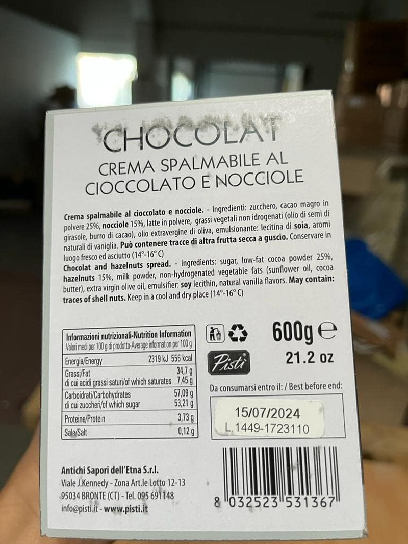 Pisti Sicilian Spreadable Chocolate Cream 600G image number 2