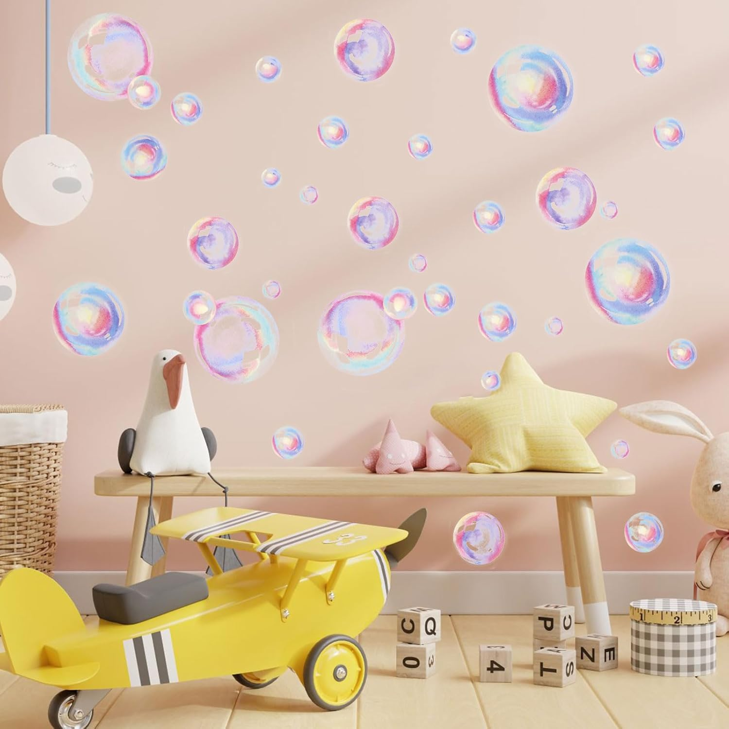 2 Sheets Bubble Wall Decals, Colorful Bubbles Wall Stickers Cutouts Ocean Bubble Wall Stickers under the Sea Birthday Party Decorations for Kids Room Bathroom Wall Mermaid Theme Party image number 1