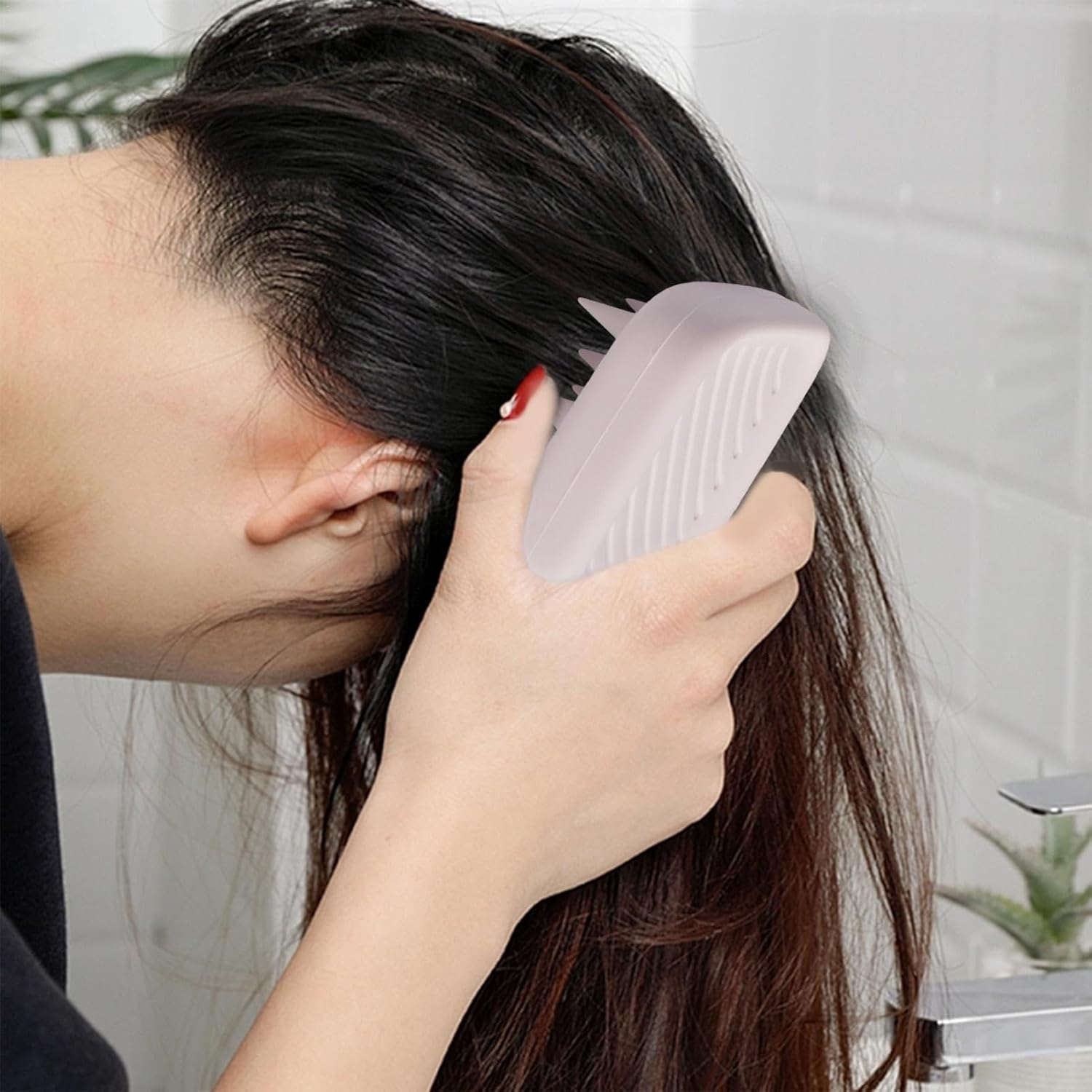 Yabauuop Scalp Scrubber for Shower - Silicone Bath Brushes for Shower - Silicone Shower and Bath Brushes, Soft Hair Comb, Home Must Have for Men, Women, Kids - Blue image number 3