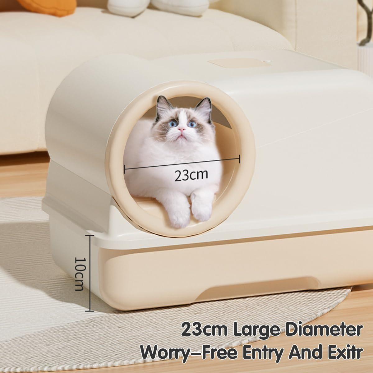 AIMALL 1Pc Fully Enclosed Cat Litter Box 24.4In with Drawer Design Extra Long Corridor Anti-Sand Odour Cat Toilet for Large Cats image number 2