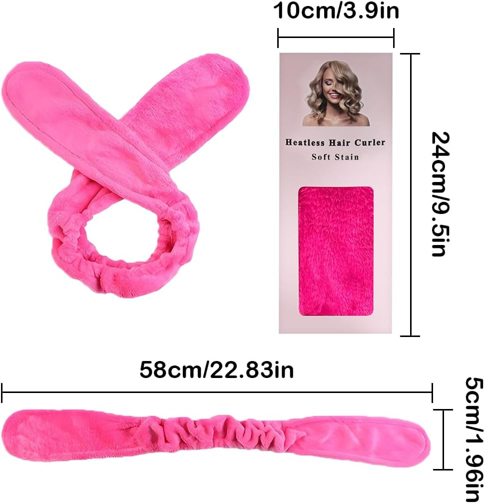 NHQZ Overnight Curls Band without Heat, Heatless Curls Band, Heatless Curler Non-Slip, Hair Band Curls Overnight, Overnight Blowout Curls Styling Wave, Curls without Heat (Deep Pink) image number 2